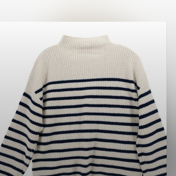 Rails Cream and Black Striped Turtleneck Sweater - Picture 2 of 5